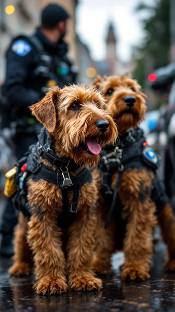 A collage of Airedale Terriers showcasing various poses and styles.