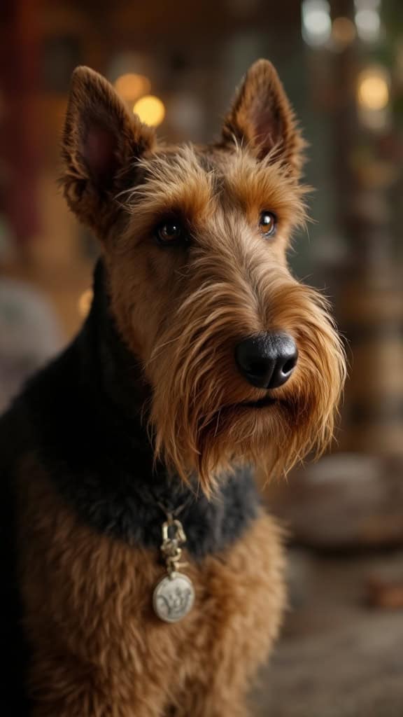 Airedale Terrier with a friendly expression