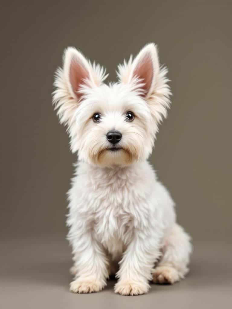A Westie Terrier with a fluffy Bunny Cut hairstyle, looking adorable.