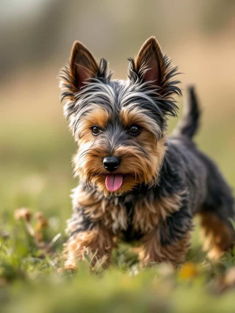 A playful Scottish Terrier puppy with a stylish haircut, enjoying the outdoors.