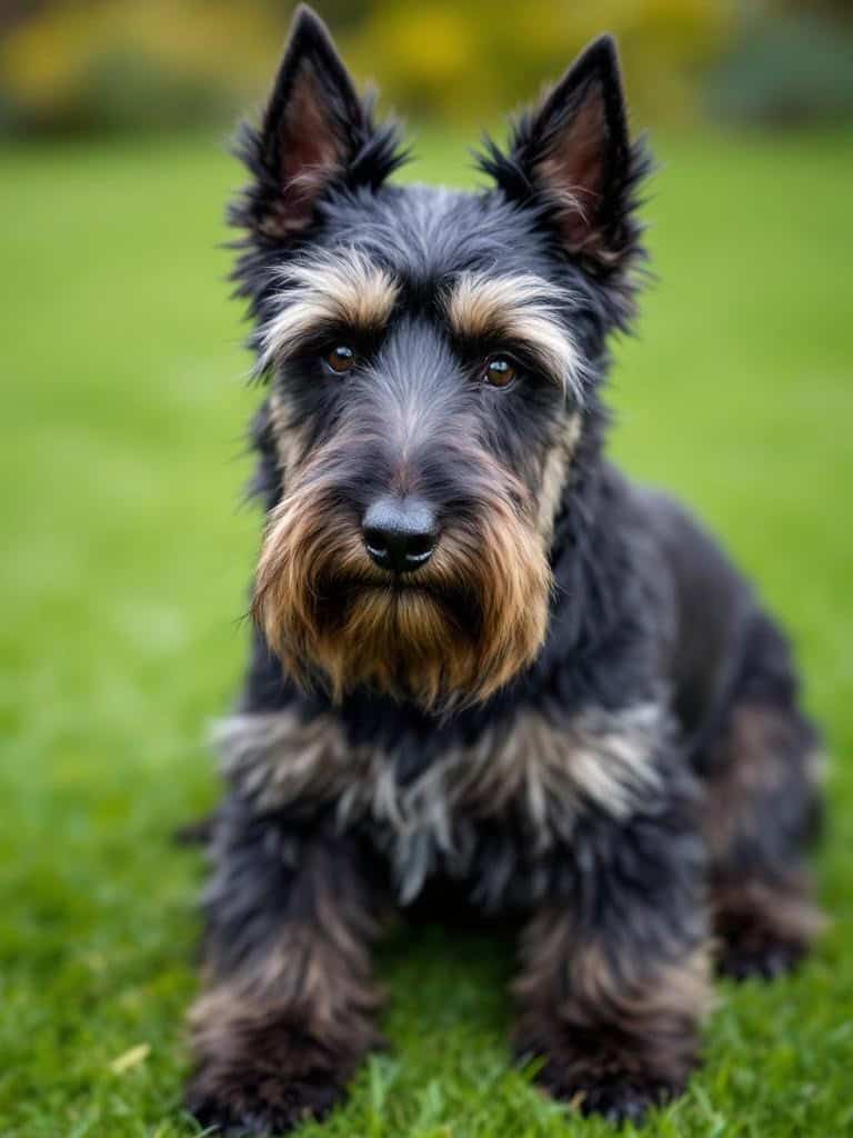 A Scottish Terrier with a classic haircut, showcasing its distinctive features.