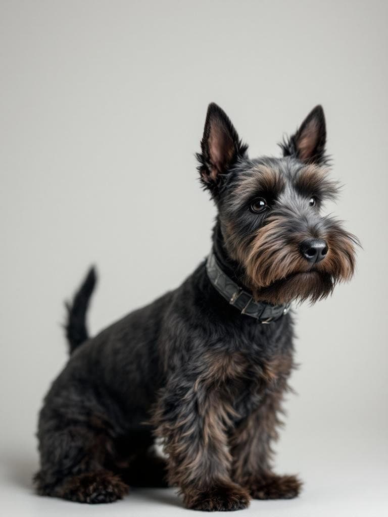 A Scottish Terrier with a minimalist trim, showcasing its adorable features.