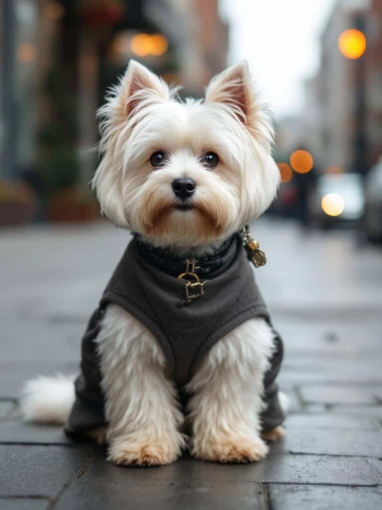 A Westie Terrier with a chic bob haircut, looking stylish and cute.