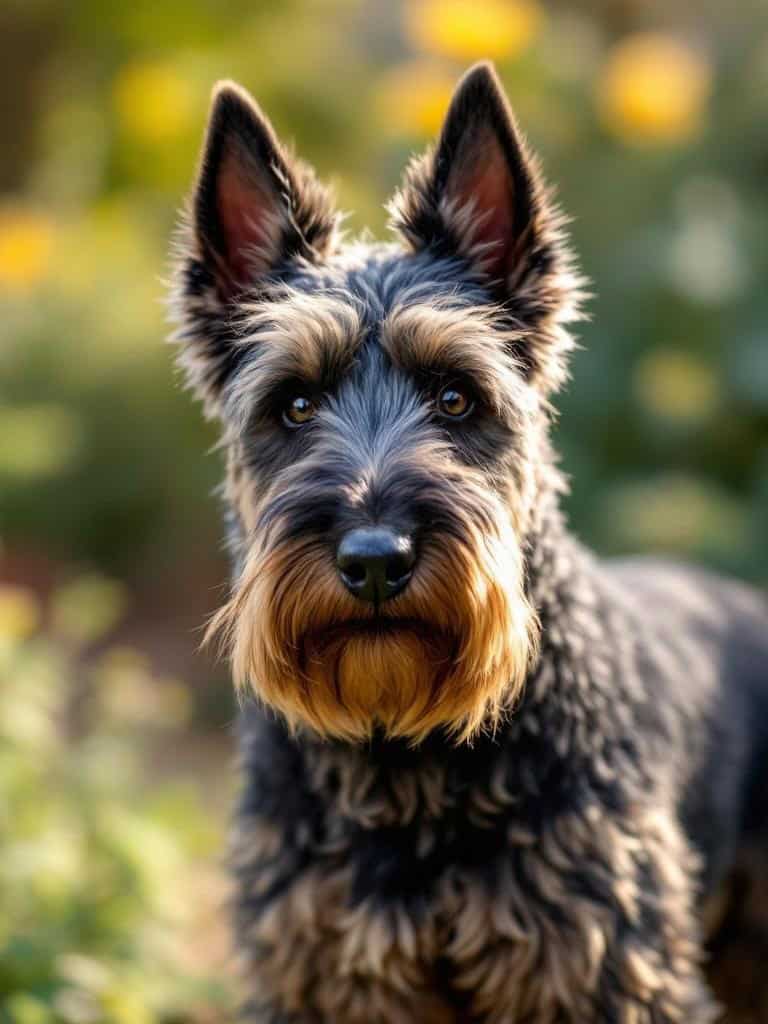 A Scottish Terrier with a textured haircut, showcasing its fluffy coat and adorable features.