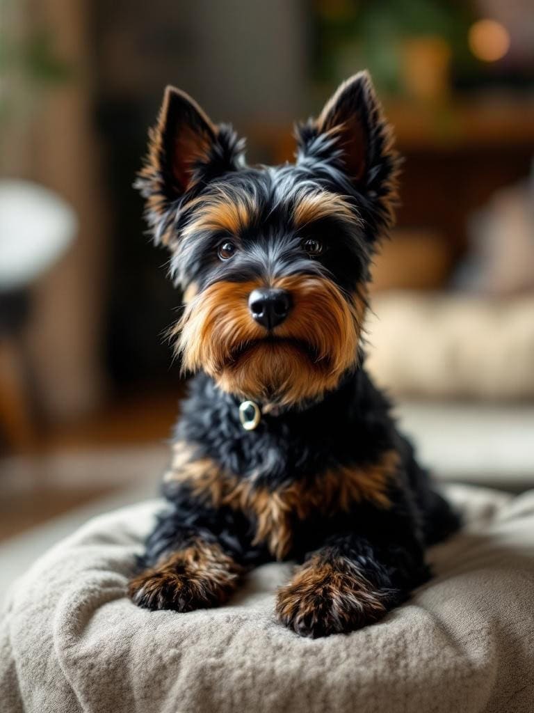 A Scottish Terrier with a bowl cut hairstyle, showcasing a playful and stylish look.