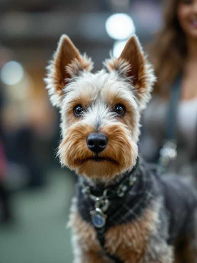A close-up of a Scottish Terrier with a stylish haircut, looking adorable.