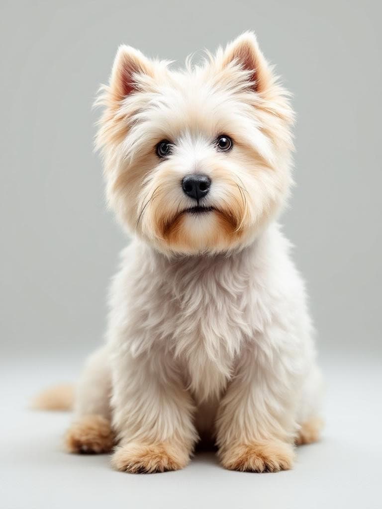 A West Highland White Terrier with a fluffy mane, showcasing the Lion Cut hairstyle.