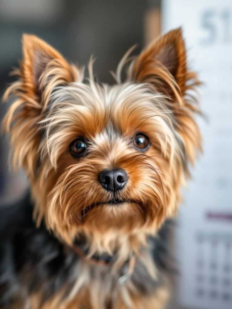Yorkshire Terrier grooming calendar with specific dates for grooming sessions.