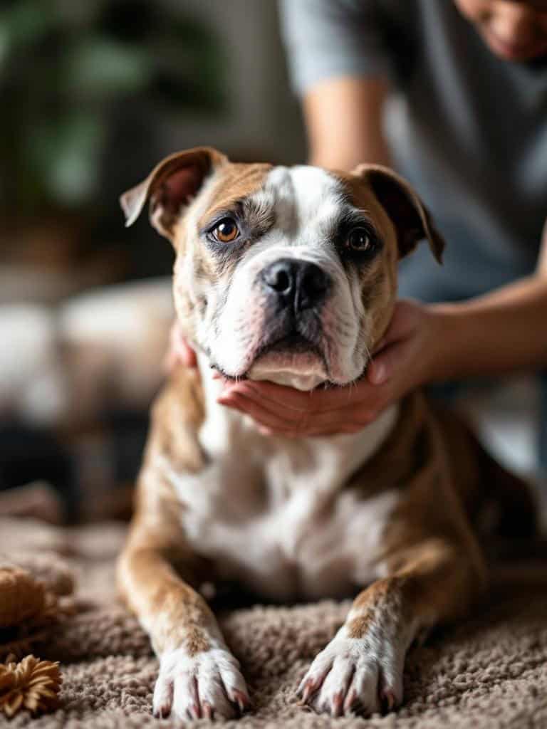 A selection of grooming tools for Staffordshire Bull Terriers, including brushes, combs, and clippers.