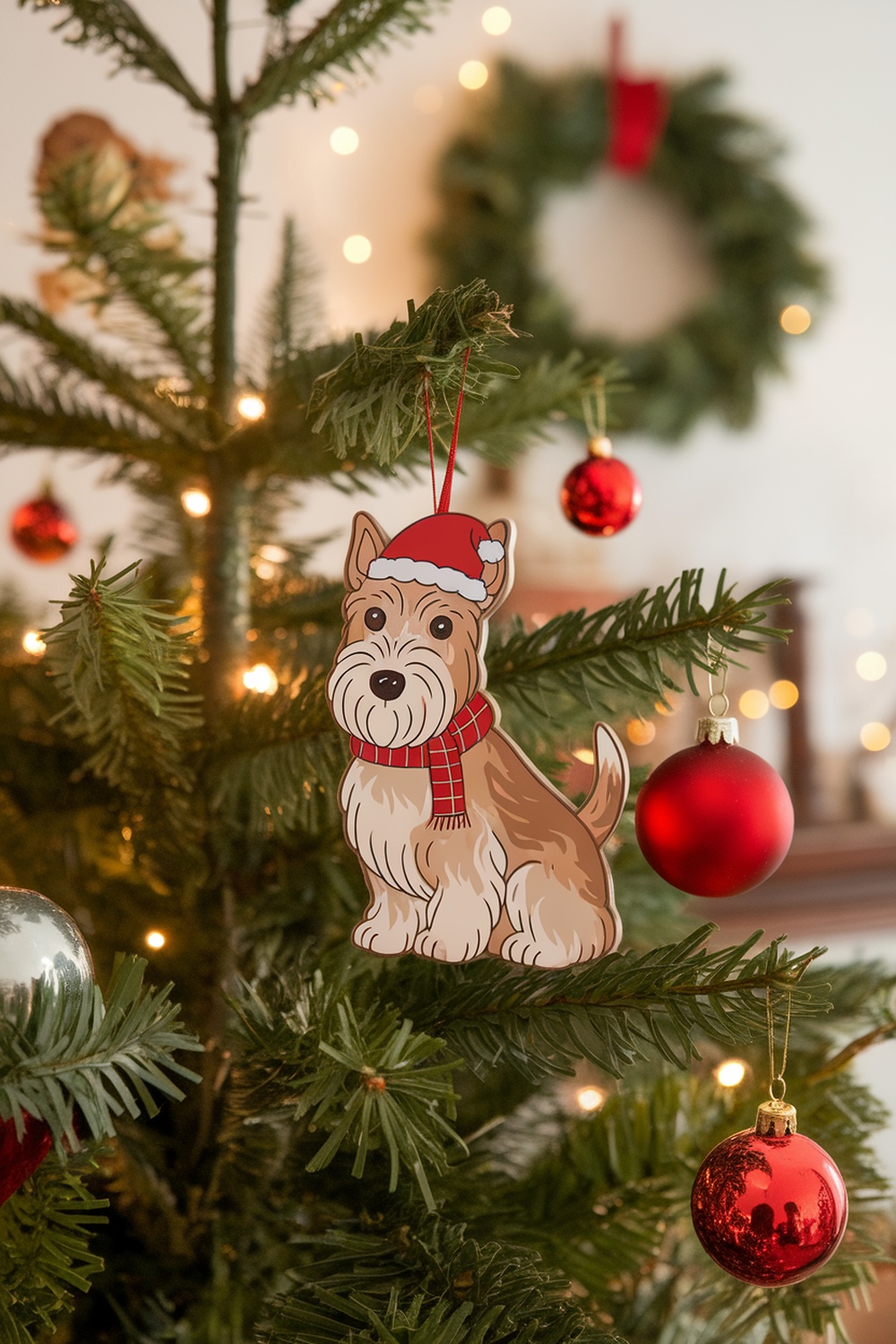 Scottish Terrier Christmas ornament hanging on a tree