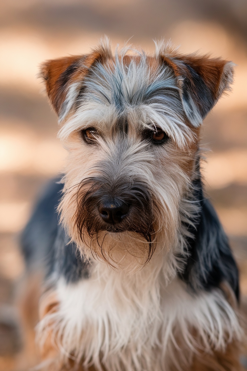 Close-up of a Border Terrier with a distinctive wiry coat.